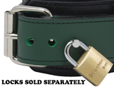 Locking Post 2" Wide Green Premium Heavy Duty Leather Collar