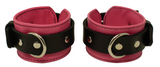 Locking Wrist Cuffs Pink and Black Leather Handcuffs