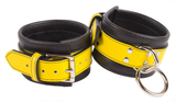 Bondage Kit Yellow Leather, Blindfold Collar Leash Wrist and Ankle Cuffs