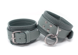 Wrist Cuffs Light Gray on Gray Leather Handcuffs (Grey)