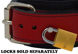Locking Post 2" Wide Red Premium Heavy Duty Leather Collar