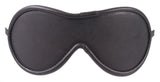 Black Blindfold Genuine Leather Black Suede Lining