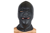 Bondage Gimp Hood Black Leather With Zipper Eye and Mouth and Lace up Back