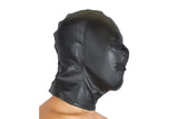 Bondage Gimp Hood Black Leather With Zipper Eye and Mouth and Lace up Back