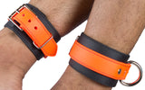 Rubber Ankle Cuffs Orange and Black Bio-thane Restraints