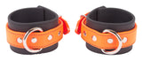 Rubber Wrist Cuffs Orange and Black BioThane Restraints