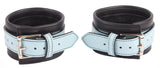 Ankle Cuffs Light Blue and Black Leather Restraints