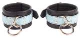 Ankle Cuffs Light Blue and Black Leather Restraints