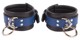 Ankle Cuffs Blue and Black Leather Restraints