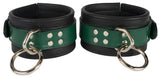 Ankle Cuffs Green and Black Leather Restraints