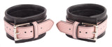 Ankle Cuffs Light Pink and Black Leather Restraints