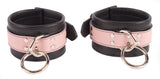 Ankle Cuffs Light Pink and Black Leather Restraints