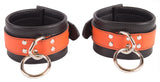 Ankle Cuffs Orange and Black Leather Restraints