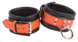 Ankle Cuffs Orange and Black Leather Restraints