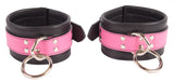 Ankle Cuffs Hot Pink and Black Leather Restraints