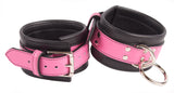 Ankle Cuffs Hot Pink and Black Leather Restraints