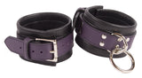 Ankle Cuffs Purple and Black Leather Restraints
