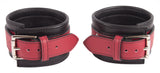 Ankle Cuffs Red and Black Leather Restraints
