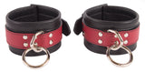 Ankle Cuffs Red and Black Leather Restraints