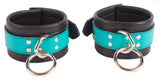 Ankle Cuffs Turquoise and Black Leather Restraints