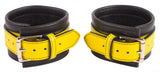 Ankle Cuffs Yellow and Black Leather Restraints