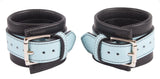 Wrist Cuffs Light Blue and Black Leather Handcuffs