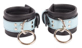 Wrist Cuffs Light Blue and Black Leather Handcuffs