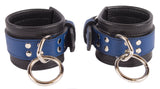Wrist Cuffs Blue and Black Leather Handcuffs