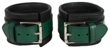 Wrist Cuffs Green and Black Leather Handcuffs