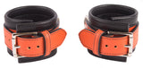 Wrist Cuffs Orange and Black Leather Handcuffs