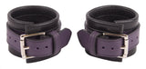 Wrist Cuffs Purple and Black Leather Handcuffs