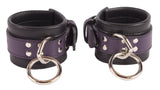 Wrist Cuffs Purple and Black Leather Handcuffs