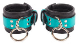 Wrist Cuffs Turquoise and Black Leather Handcuffs