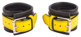 Wrist Cuffs Yellow and Black Leather Handcuffs