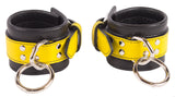 Wrist Cuffs Yellow and Black Leather Handcuffs