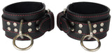 Wrist Cuffs Black with Red Hearts Leather Valentine's Handcuffs