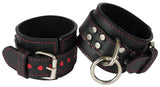 Wrist Cuffs Black with Red Hearts Leather Valentine's Handcuffs