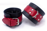 Wrist Cuffs Red and Black Leather Light Weight Handcuffs