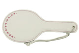 White Valentines Pink Hearts White Leather Pocket Paddle