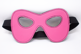 Pink Blindfold Mask Genuine Leather Black Soft Leather Lining