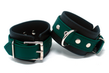 Rubber Ankle Cuffs Green and Black BioThane Restraints