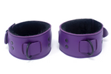 Ankle Cuffs Purple Leather with Black Faux Fur Lining