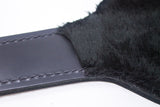 Black Leather Ping Pong Paddle with Black Faux Fur Heavy Duty