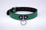1 Ring Green Leather Collar