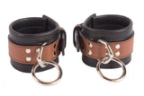 Wrist Cuffs Brown and Black Leather Handcuffs