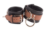 Wrist Cuffs Brown and Black Leather Handcuffs