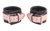Wrist Cuffs Light Pink and Black Leather Handcuffs