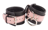Wrist Cuffs Light Pink and Black Leather Handcuffs