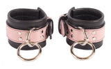 Wrist Cuffs Light Pink and Black Leather Handcuffs