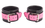 Wrist Cuffs Hot Pink and Black Leather Handcuffs
